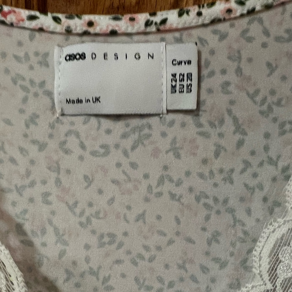 ASOS‎ Design Curve White & Pink Floral Print Lace Trim Dress Plus Size 20 - Picture 7 of 10